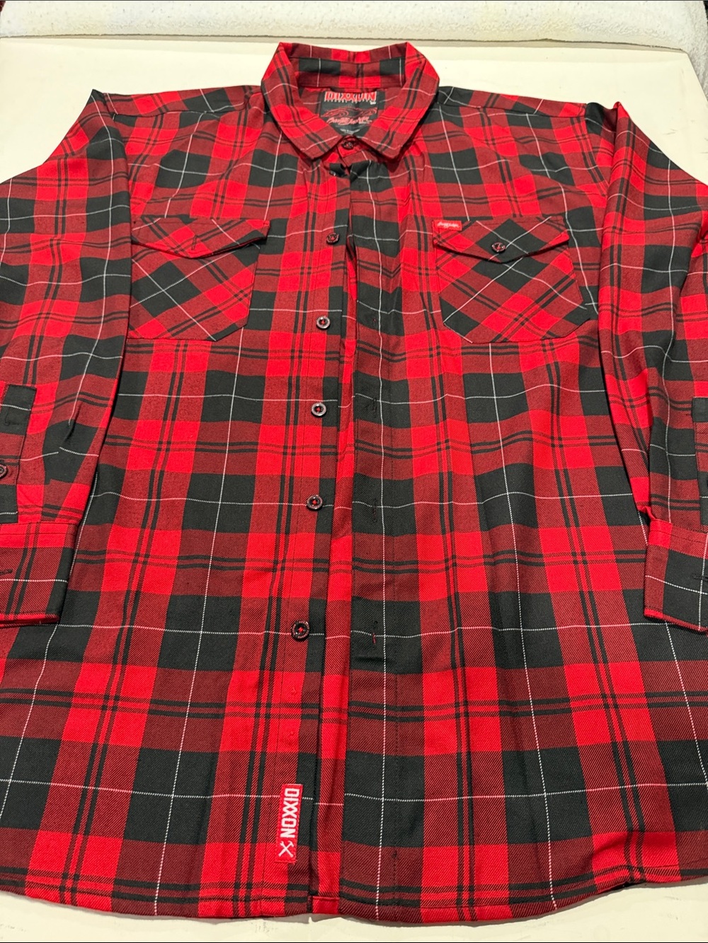 DIXXON Red and Black Plaid Button-Down Flannei